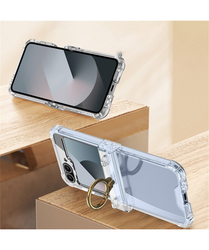 Coque Transparente Samsung Galaxy Z Flip 6 avec Anneau et Chaîne